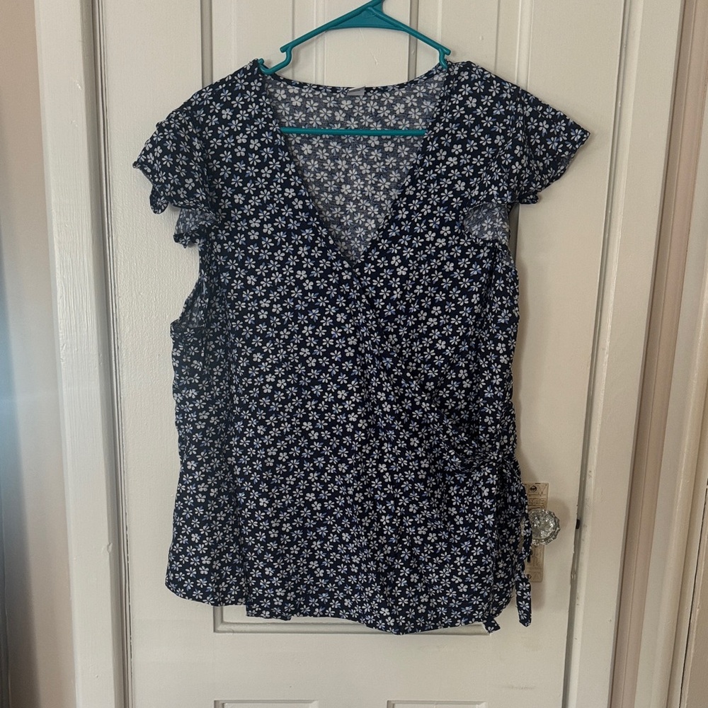 Old Navy Navy Floral Blouse
